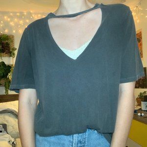 V-Neck Cutout Oversized Tee